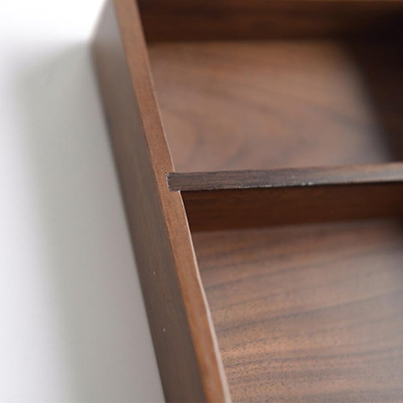 TOPBATHY Black Walnut Drawer Cutlery Storage Box - Solid Wood Tableware Organizer Tray for Kitchen, Office, and Home Use - 9.44X6.61X0.98 Inch - Image 3